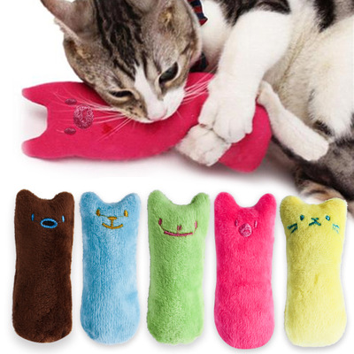 Teeth Grinding Catnip Toys Funny Interactive Plush Cat Toy Pet Kitten Chewing Vocal Toy Claws Thumb Bite For Cats